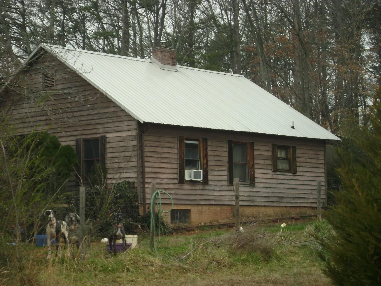 White metal roof on an old wood sided farmhouse, from a Asphalt Shingle Roof Repair job in Glastonbury